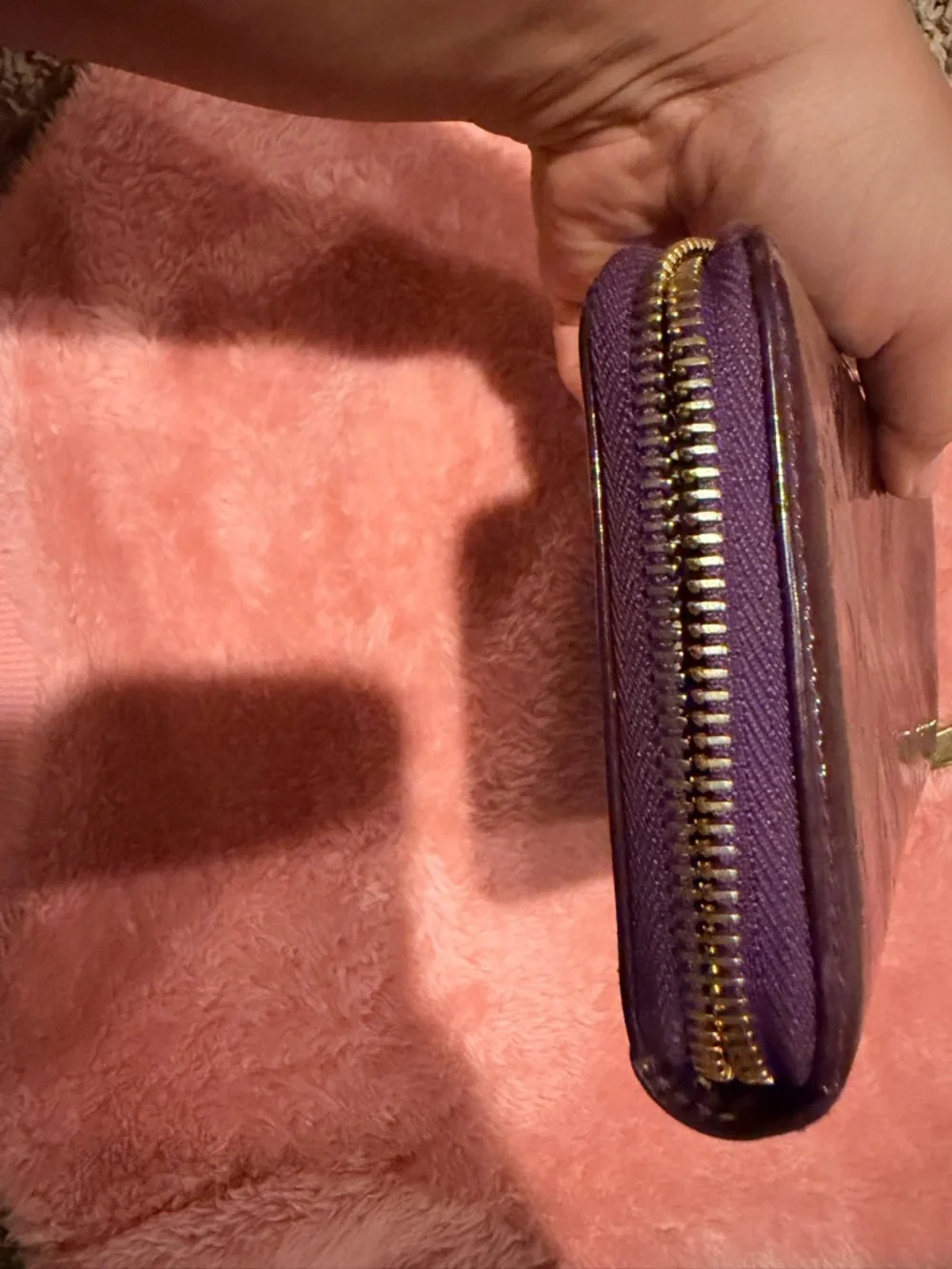 Authentic Dior Purple Patent Leather Trotter Long Zip Wallet.